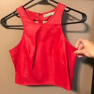 Red Leather Crop Top